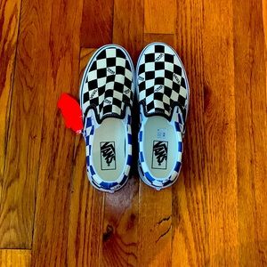 *Brand New with Tags* Black and Blue Large Checkered Board Vans